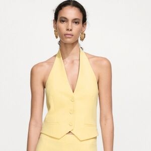 Express Butter Yellow Button-Up Vest Size Large NWT